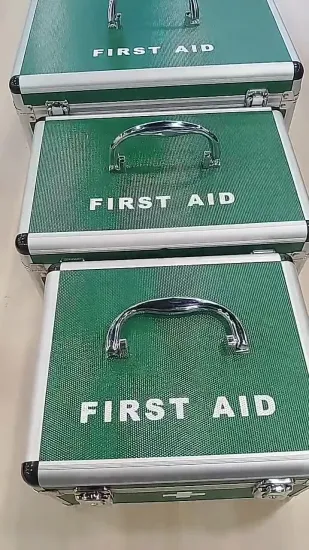 Caixa de kit de primeiros socorros de alumínio em forma de ambulância médica com hardware de metal